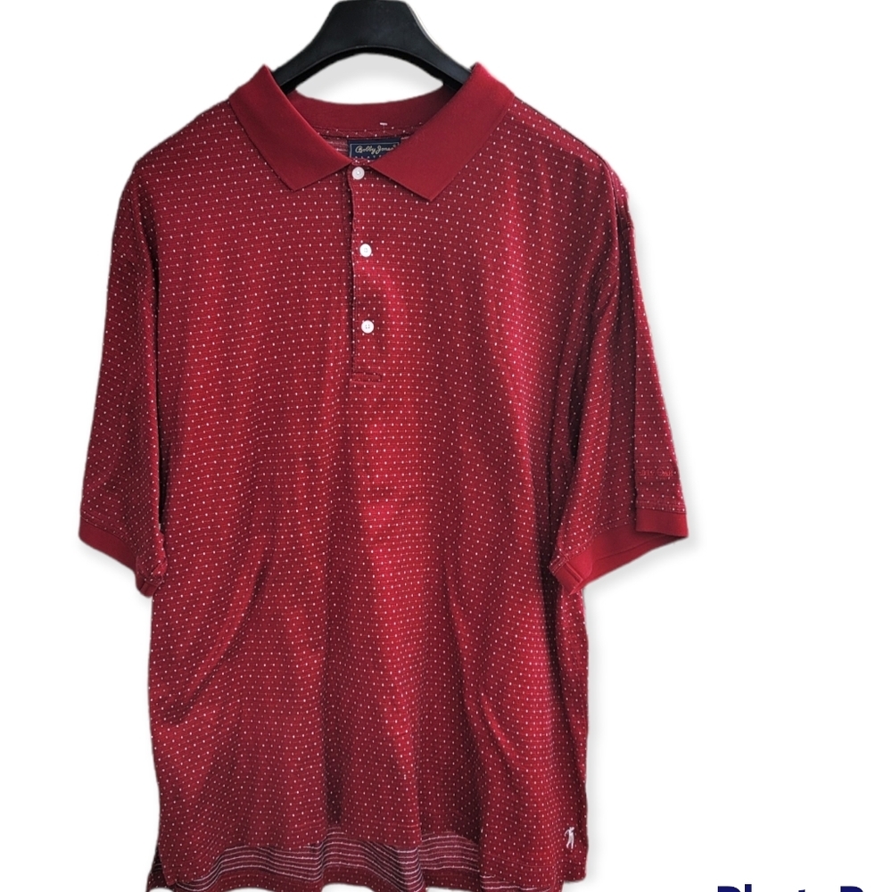 Bobby Jones Players Collection Golf Polo Burgundy Cotton Shirt XL.Logo